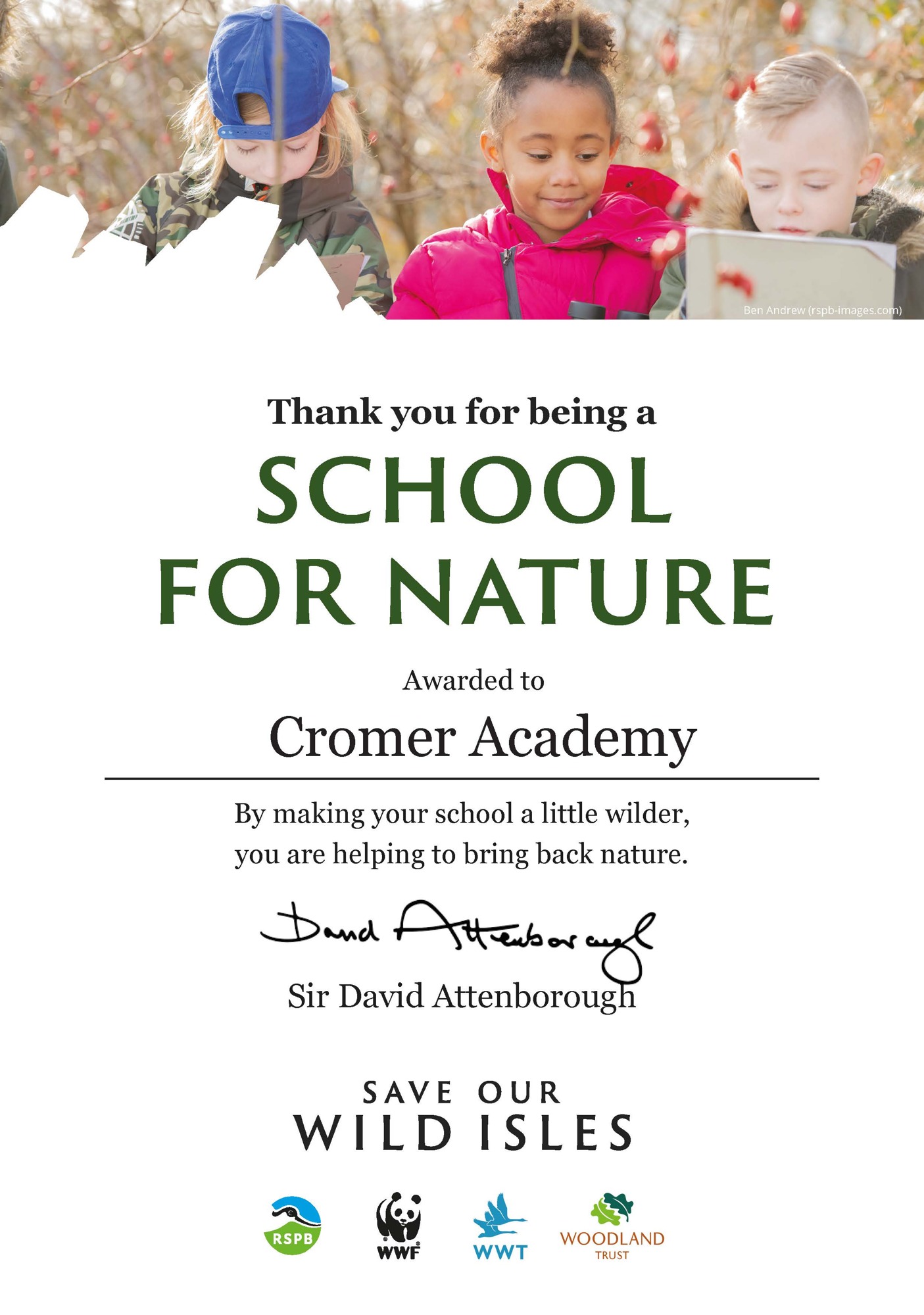 Schools for nature   Certificate   English